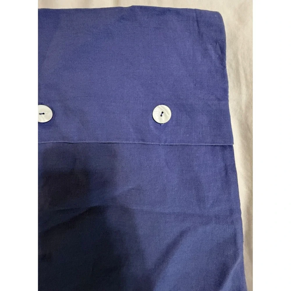 Pottery Barn 100% Linen Shams‎ Purple White Shell Like Buttons 19